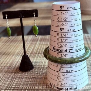 New Jade Bangle Bracelet & Coordinating Dangling Green Earrings.